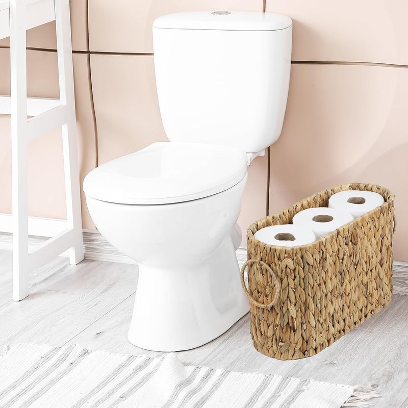 ORDELITE Toilet Paper Storage, Water Hyacinth Bathroom Toilet Paper Basket for Storage, Toilet Paper Holder Wicker Basket for 6 Mage Rolls, Bathroom Accessories Organizer - Image 2